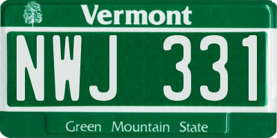 VT license plate NWJ331