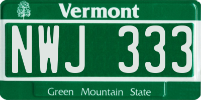 VT license plate NWJ333