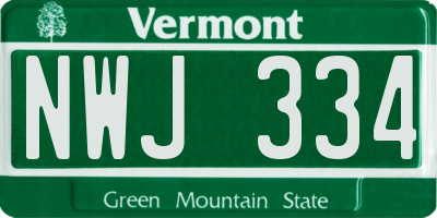 VT license plate NWJ334