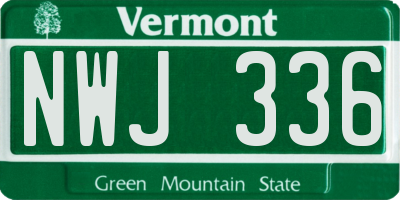 VT license plate NWJ336