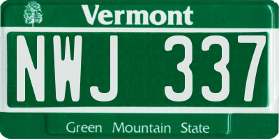 VT license plate NWJ337