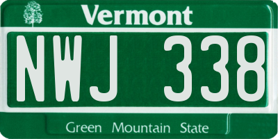VT license plate NWJ338