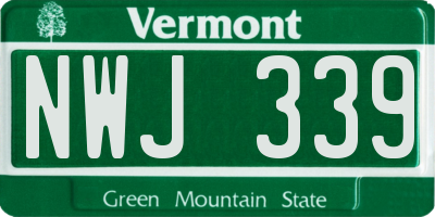 VT license plate NWJ339