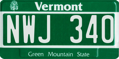 VT license plate NWJ340