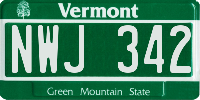 VT license plate NWJ342