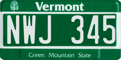 VT license plate NWJ345