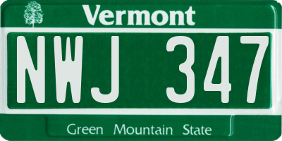 VT license plate NWJ347