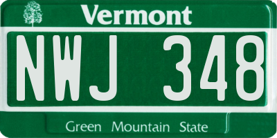 VT license plate NWJ348