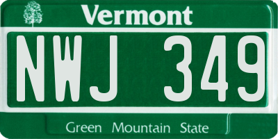 VT license plate NWJ349