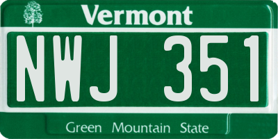 VT license plate NWJ351