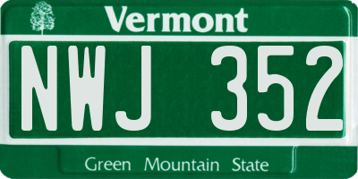 VT license plate NWJ352