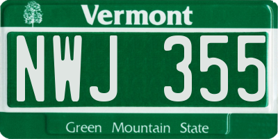 VT license plate NWJ355