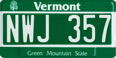 VT license plate NWJ357