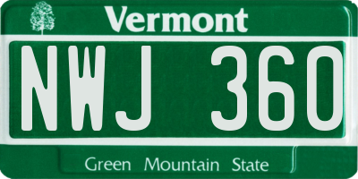 VT license plate NWJ360