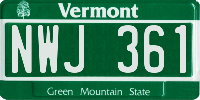 VT license plate NWJ361