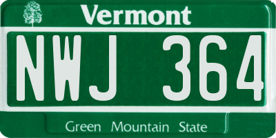 VT license plate NWJ364