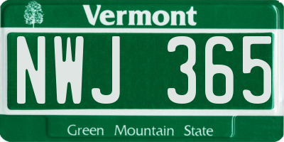 VT license plate NWJ365