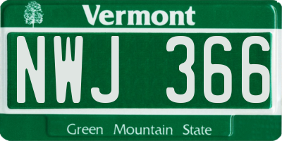 VT license plate NWJ366