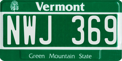 VT license plate NWJ369