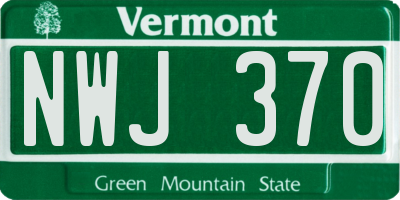 VT license plate NWJ370