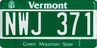 VT license plate NWJ371