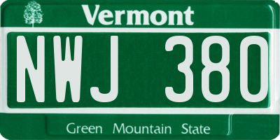 VT license plate NWJ380
