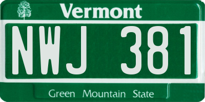 VT license plate NWJ381