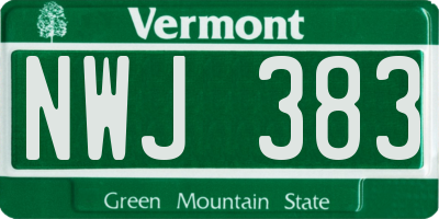 VT license plate NWJ383