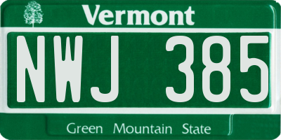 VT license plate NWJ385