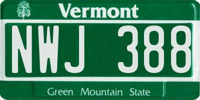 VT license plate NWJ388