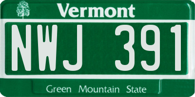 VT license plate NWJ391