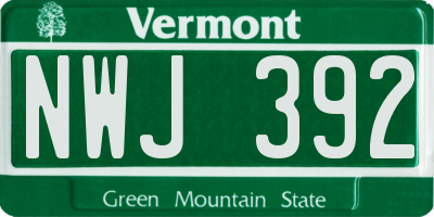 VT license plate NWJ392