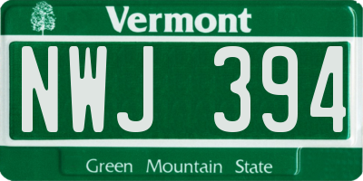 VT license plate NWJ394