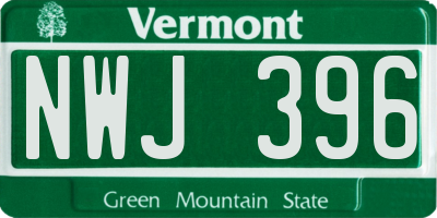 VT license plate NWJ396