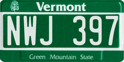 VT license plate NWJ397