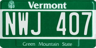 VT license plate NWJ407