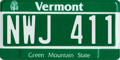 VT license plate NWJ411
