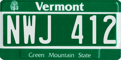VT license plate NWJ412