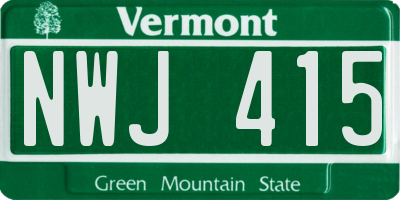 VT license plate NWJ415