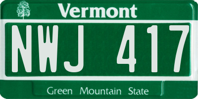 VT license plate NWJ417