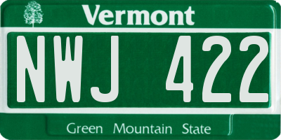 VT license plate NWJ422