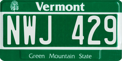 VT license plate NWJ429