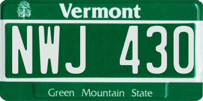 VT license plate NWJ430