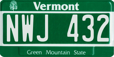 VT license plate NWJ432