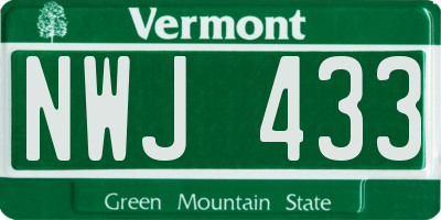 VT license plate NWJ433