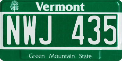 VT license plate NWJ435