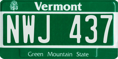 VT license plate NWJ437