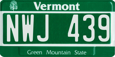 VT license plate NWJ439