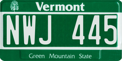 VT license plate NWJ445