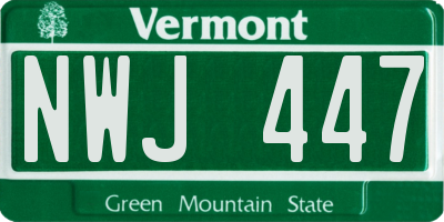 VT license plate NWJ447